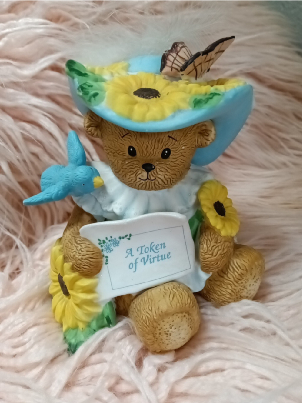 Chapeau Noelle Bear Figurine Virginia 1995 Limited Edition Lucy Rigg Sunflowers